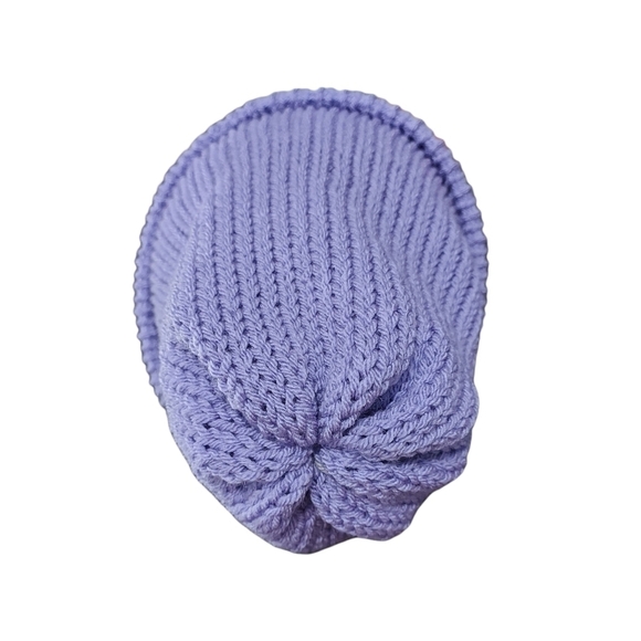 Handcrafted Reversible Knit Hat in Grey & Periwinkle - Picture 5 of 11